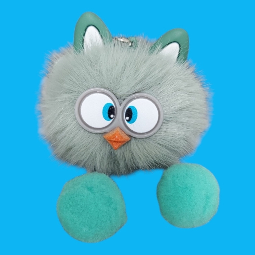 Owl Keychain Pom Puff Stuffed Animal Plush 6"